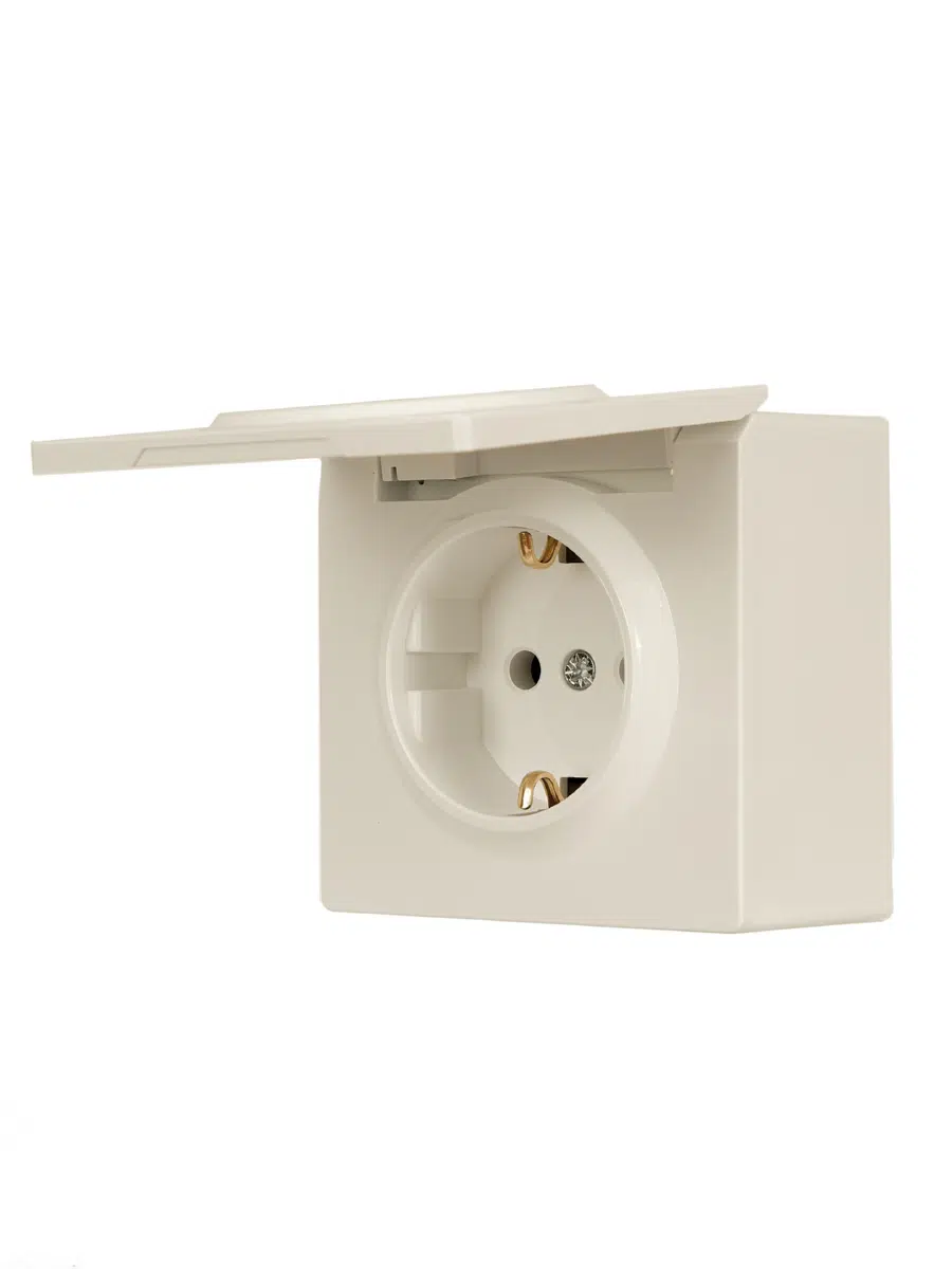 LETO Розетка с/з с крышкой ПБТ крем LEZARD 752-0300-123B - Вид №4