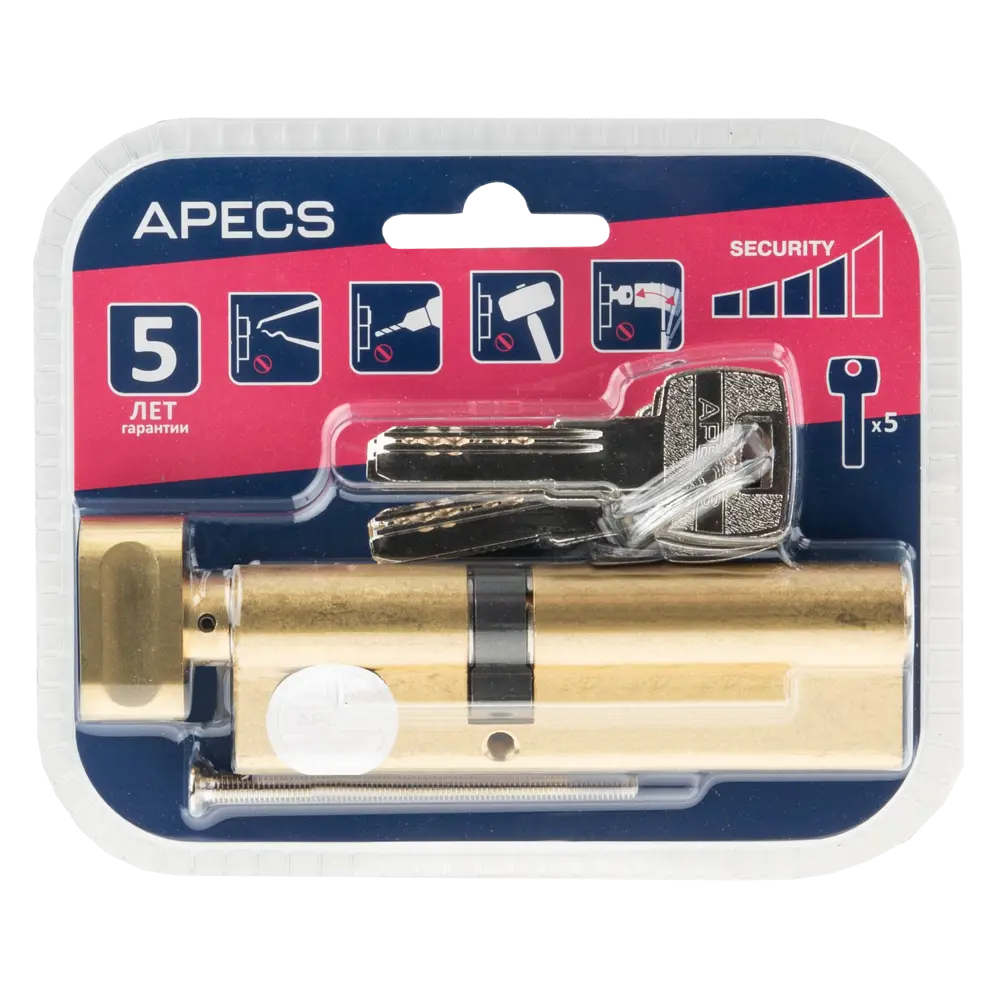 Цилиндр дверной APECS Pro с механизмом ключ-вертушка, золото 60x45 мм 85559798 PRO LM STLM-0063859 - Вид №3