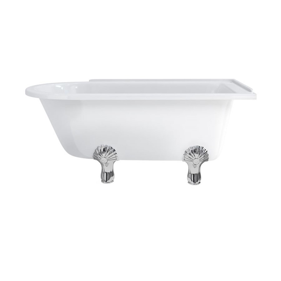 Burlington Душевая ванна для правой руки Hampton 150 см с роскошными ножками Правая рука с ножками Luxury Claw в белом цвете L1W E21  - Вид №3