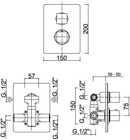 Rubinetteria Giulini Смеситель для душа с термостатом на 2 отверстия Pablolux F8213-pb - Вид №1