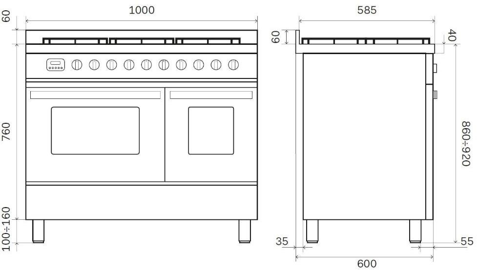 Ilve Отдельностоящая стальная кухня Pro line Ld10 Santreyd  - Вид №2