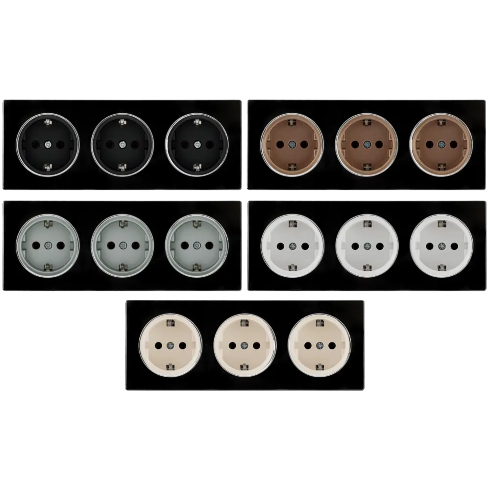 ONEKEYELECTRO Стеклянная рамка тройная черная для розеток и выключателей 82838539 Florence STLM-0036870 - Вид №1