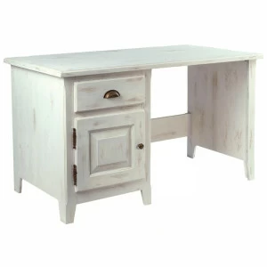 Письменный стол белый с ящиком и дверцей состаренный Solea VAVI ПОД СТАРИНУ 132572 Белый