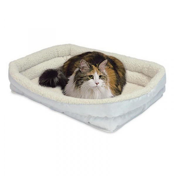 ПР0034111 Лежак для животных Colour Double Bolster с двойным бортом флисовый белый 43х28x5см MidWest 