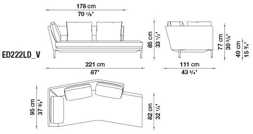 B&B Italia Диван из ткани с шезлонгом Édouard EDOUARD sun-id-1511183 - Вид №7