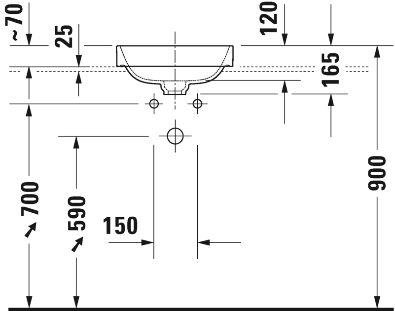 2359401300 Накладная раковина на столешницу  овальная Duravit Happy D.2 Plus - Вид №3