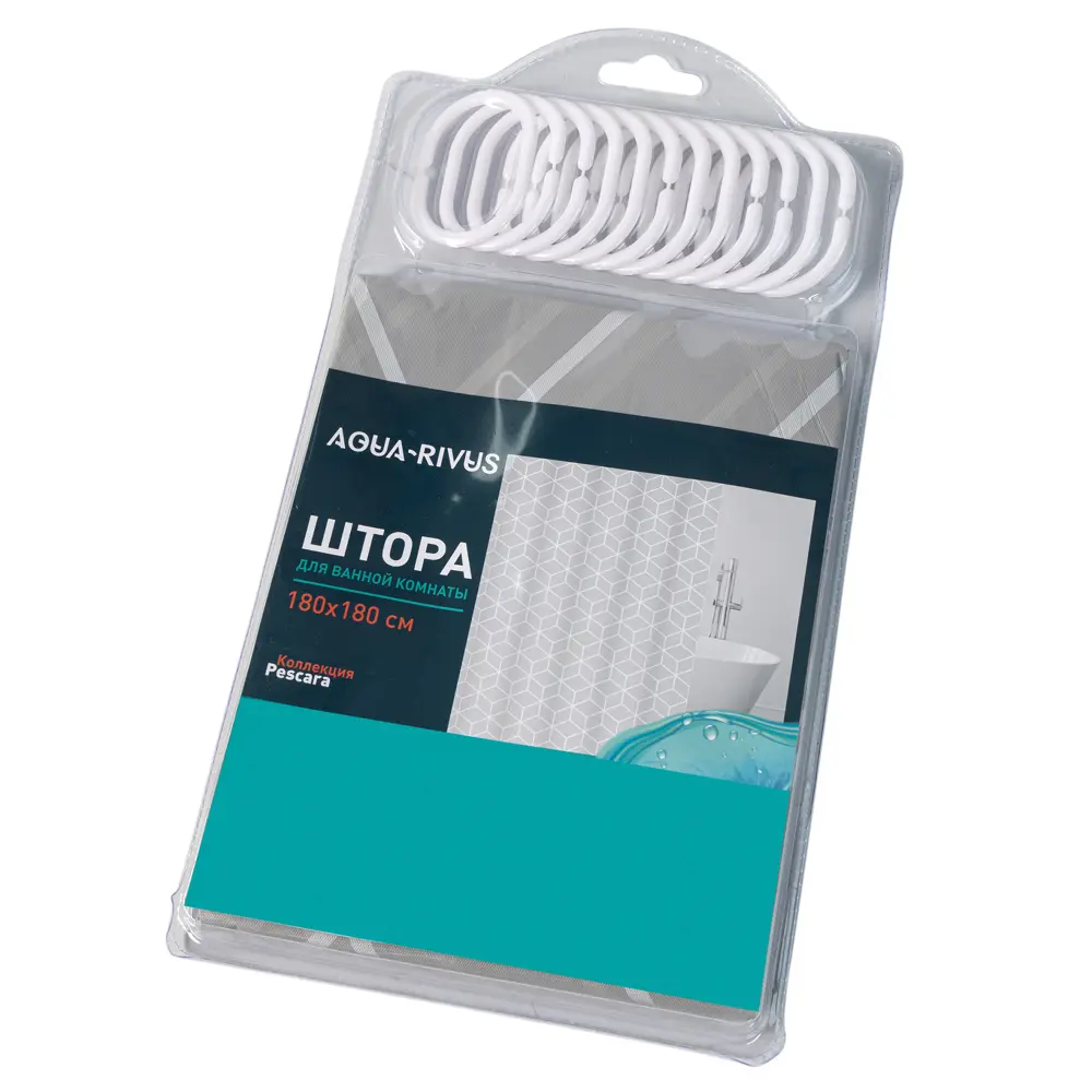 Штора для душа с кольцами Pescara 180x180 см Peva цвет серый Santreyd нет STLM-2046187 - Вид №5