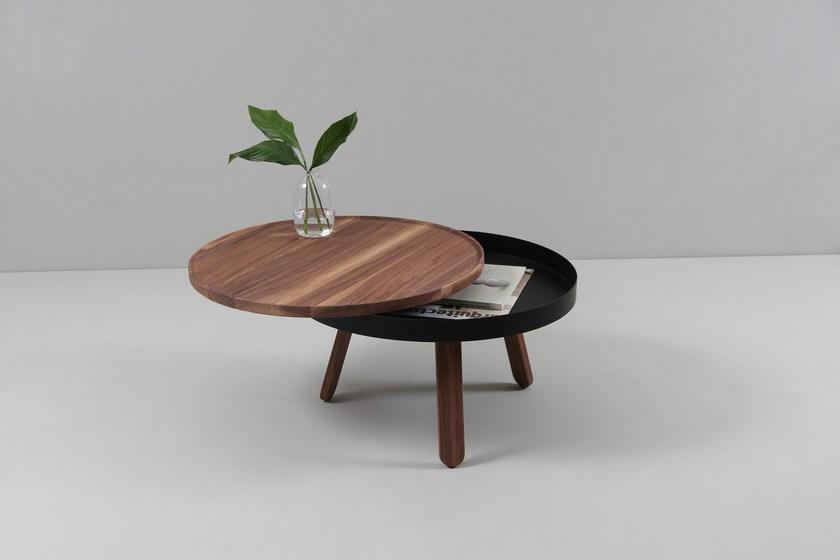 Woodendot Круглый журнальный столик из орехового дерева с местом для хранения вещей sun-id-1393119 - Вид №3
