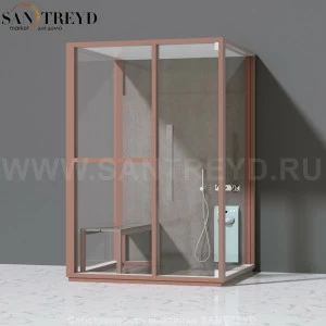 Effegibi H MEDIUM LO81030002 Комбинированная баня: хаммам и душ. Установка: к стене. Левая дверь. Мощность: 3 кВт макс. Размеры: длина 152 см, ширина 102 см. Отделка: матовый лакированный коричневый аллюминий и темный ламинат из керамогранита.