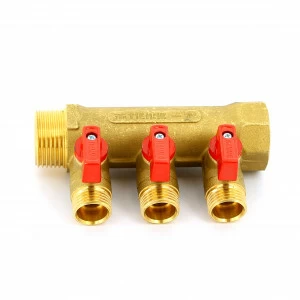 Коллектор НВ 1" с кранами TIEMME 3 выхода 1/2"Н 36мм