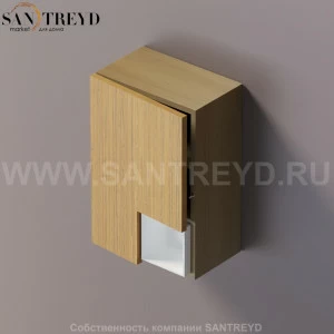 FLAT V Подвесной шкаф с мыльницей с петлями слева. Отделка: тик и натуральный дуб. AFXMO240042RTPT