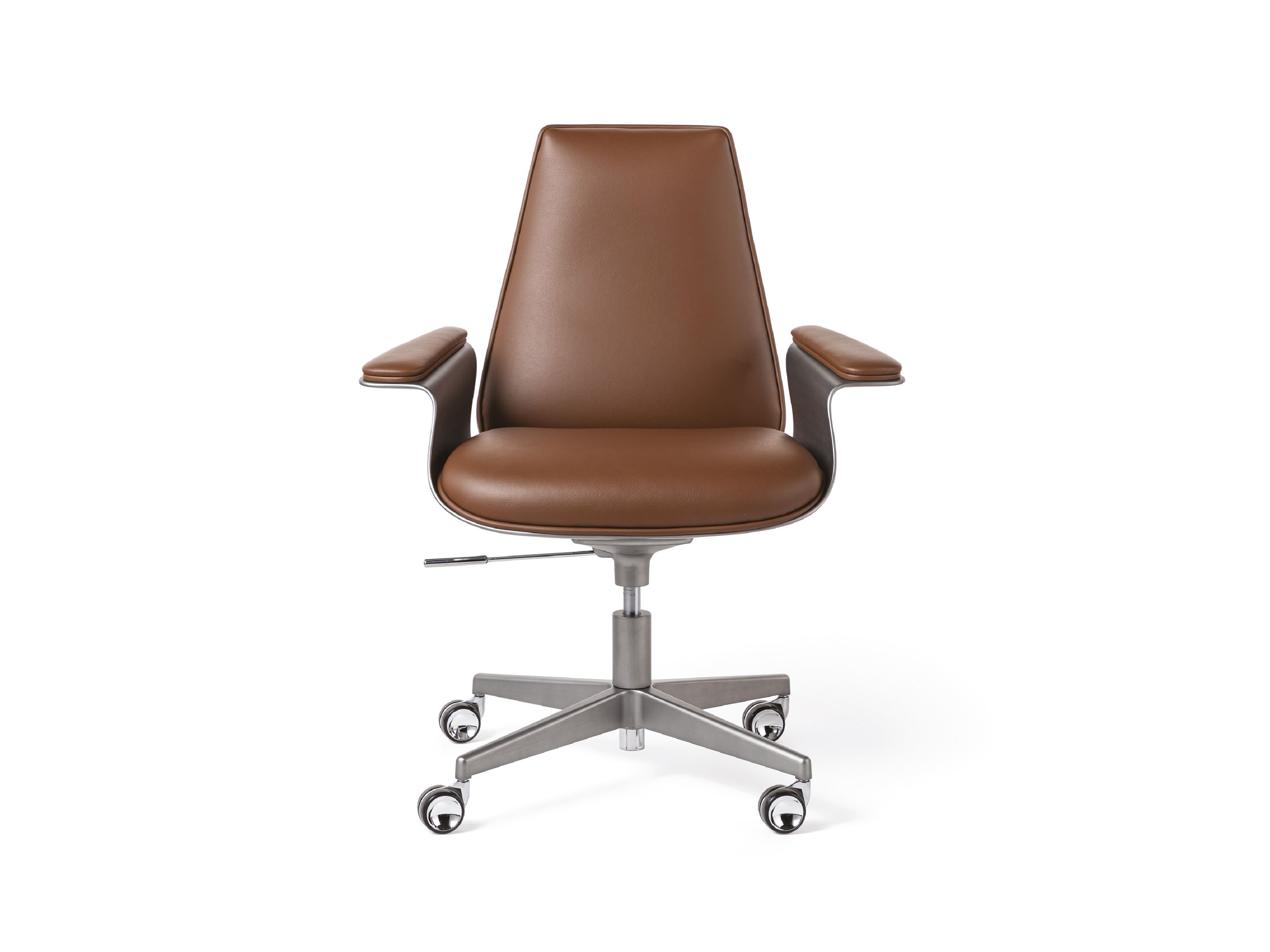 Кожаный регулируемый по высоте офисный стул с колесами REFLEX Minerva ARCH-00015514 - Вид №1