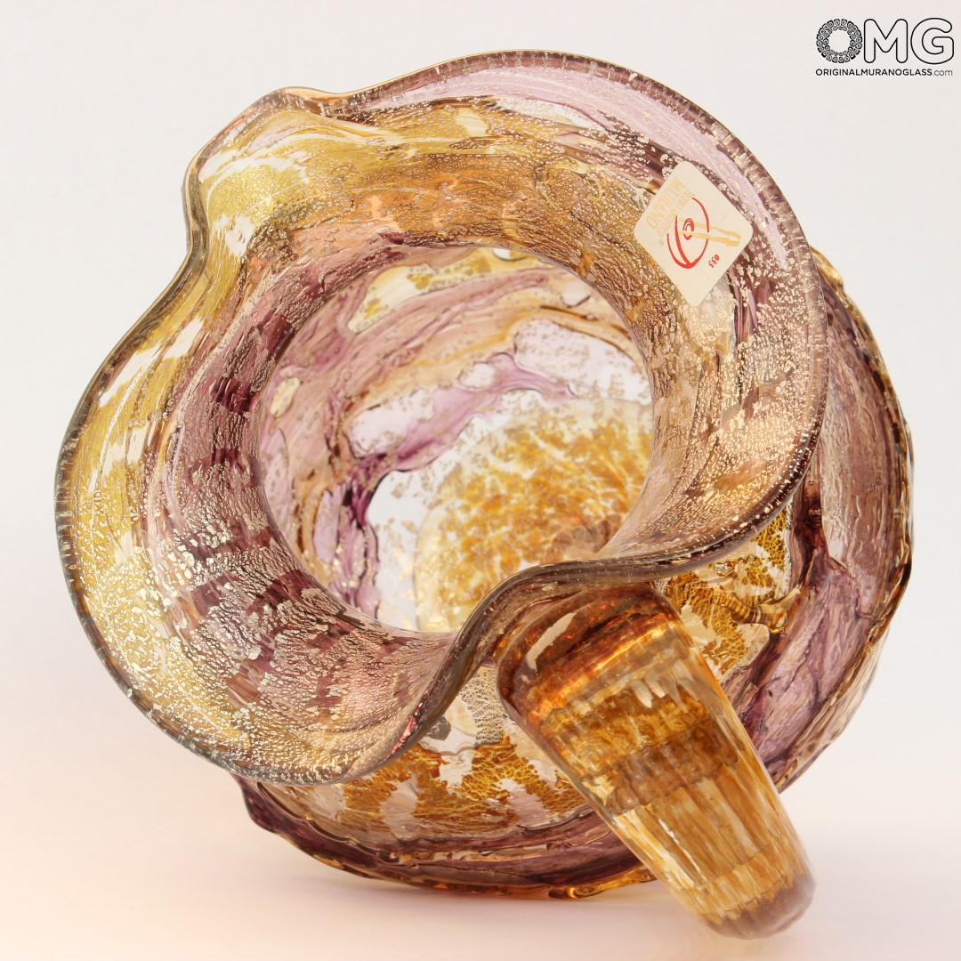2282 ORIGINALMURANOGLASS Янтарный кувшин из дутого муранского стекла - сбруффи 17 см  - Вид №1
