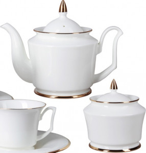 10586629 Императорский фарфоровый завод Сервиз чайный 6/14 "Золотая лента" "Юлия" Фарфор костяной