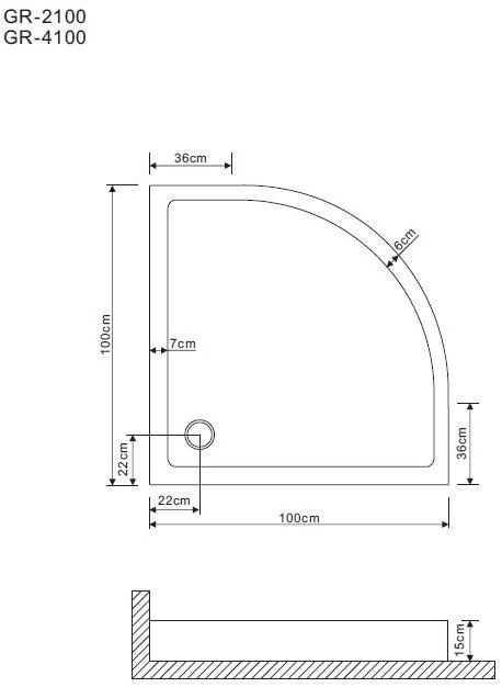 Душевой поддон GROSSMAN 100*100*15 полукруг для GR-2100, 4100 GR-119210020 - Вид №1