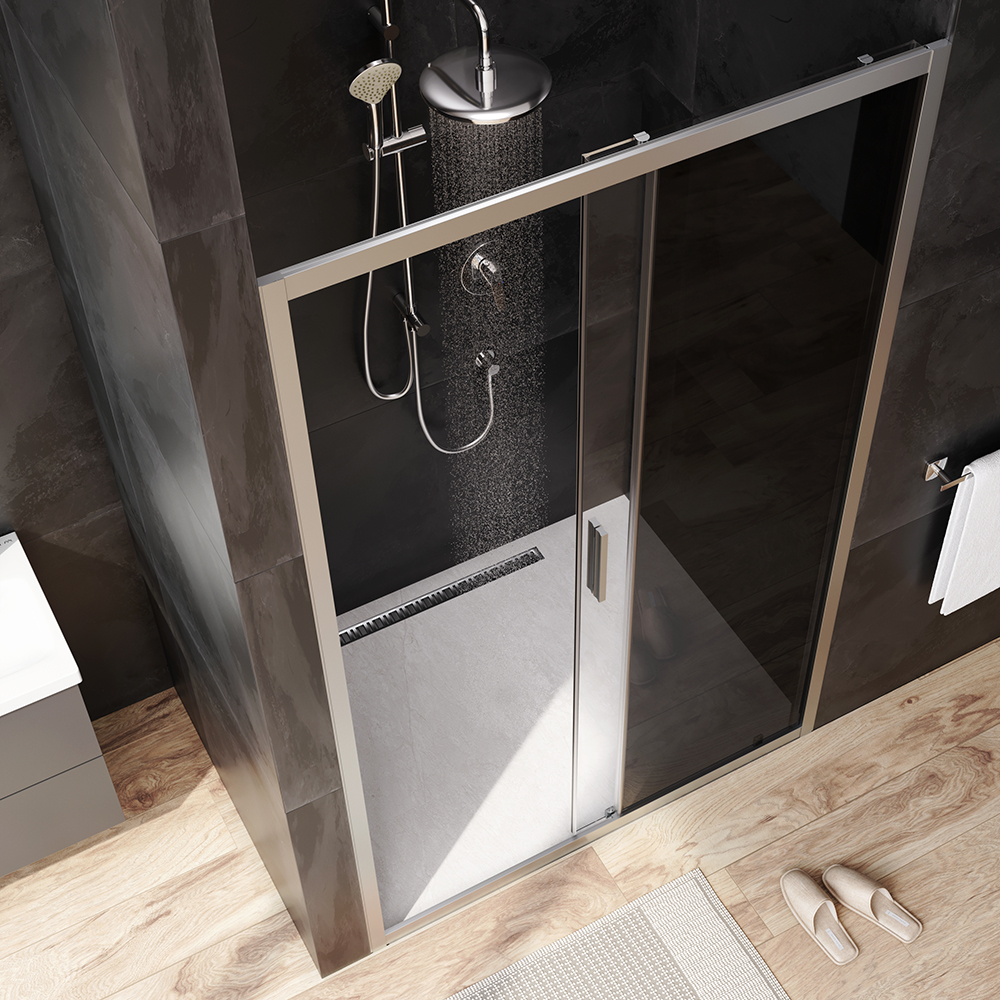 W90G-120-1-195MG Solo Дверь душевая 120х195 стекло тонированное профиль матовый хром AM.PM Gem - Вид №1