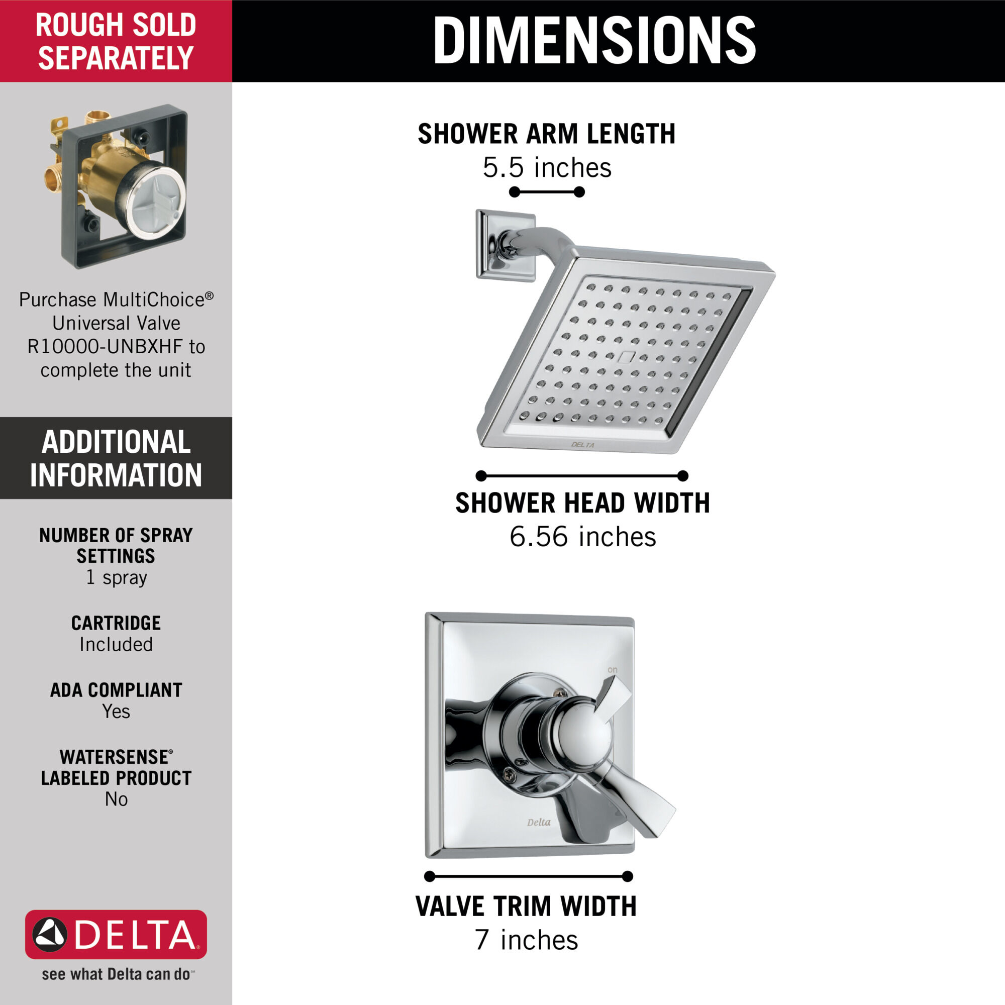 T17251-PT Обивка для душа Monitor (R) серии 17 Delta Faucet Dryden Выдержанный оловянный  - Вид №2