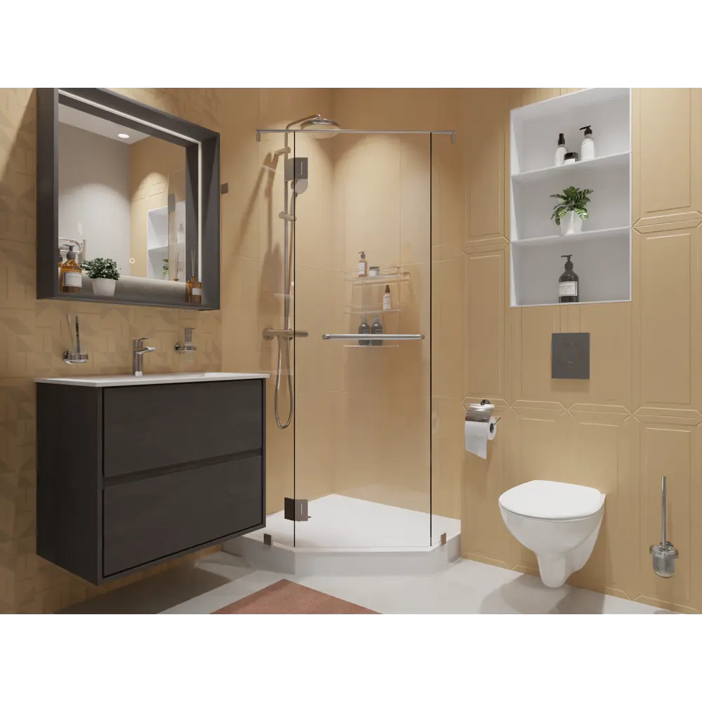 Плитка настенная Керамин Сонет 3Д 75x25 см 1.69 м² цвет бежевый STLM-2115110 - Вид №6