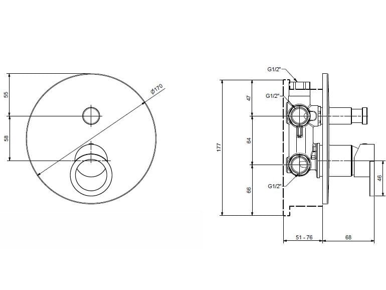 Хромированный латунный смеситель для душа с переключателем Bugnatese B-Color ARCH-00036079 - Вид №2
