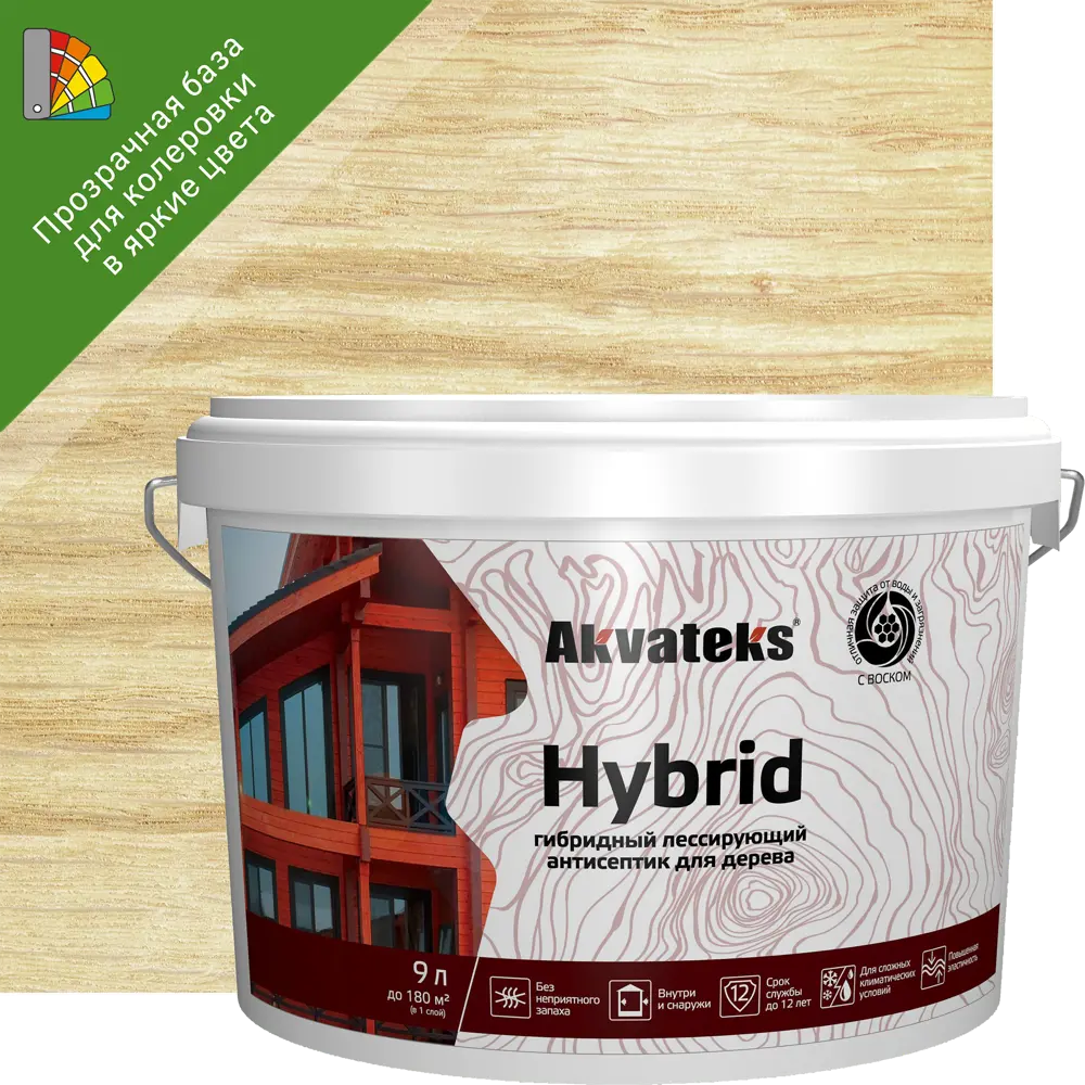 АКВАТЕКС Hybrid - гибридный антисептик для дерева с колеровкой 9 л 86364514 STLM-0068158