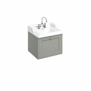 Тумба с раковиной на 2 отверстия, с выдвижным ящиком, цвет тёмно - оливковый [FW1O + B15 2TH] Classic Burlington FW1O, B15 2TH 670 x 580 x 930