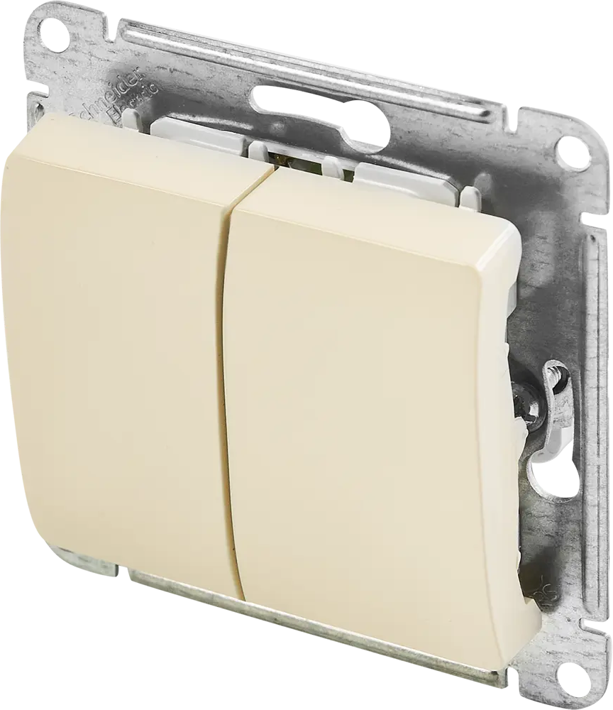 Переключатель Schneider Electric Glossa с двумя клавишами в бежевом цвете 86710621