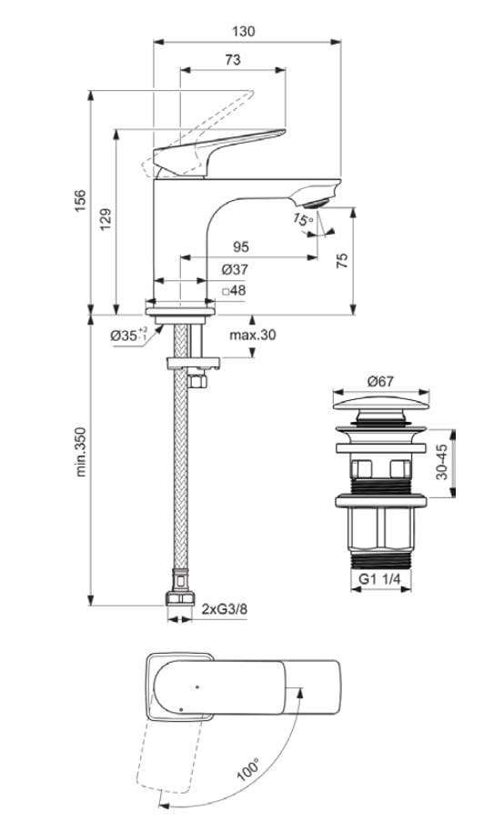 Однорычажный смеситель для раковины Ideal Standard Ceralife C ARCH-00148565 - Вид №1