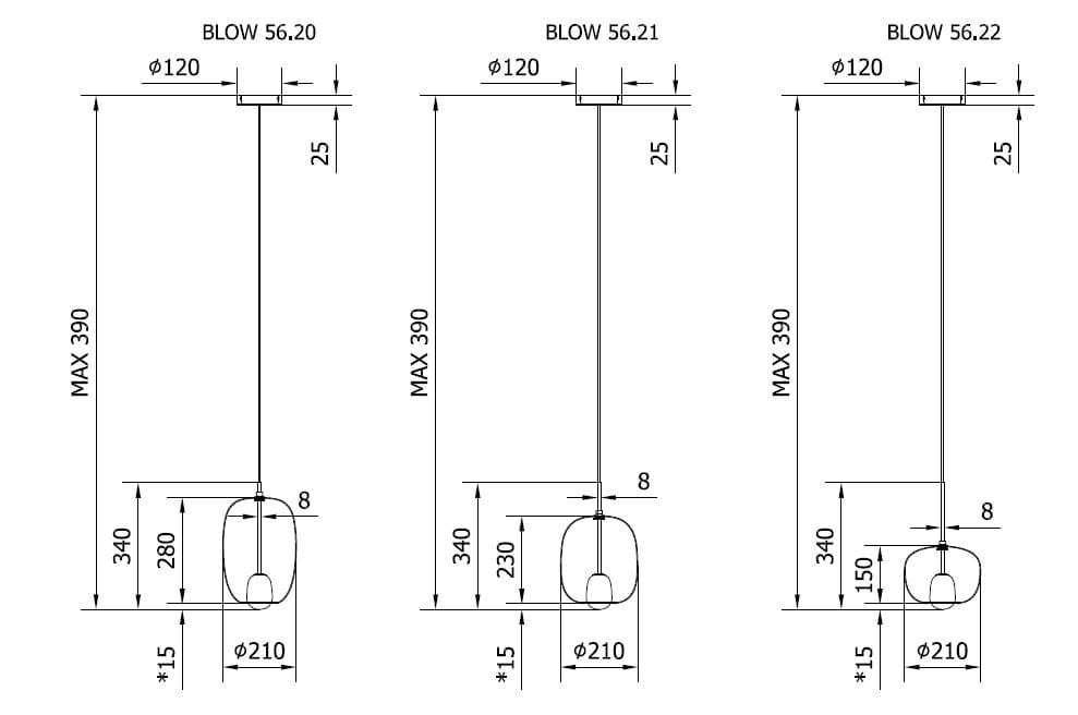 Подвесной светильник из боросиликатного стекла Bontempi Casa Blow ARCH-00138105 - Вид №7