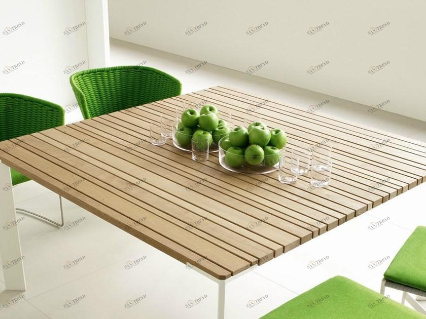 Paola Lenti Квадратный деревянный садовый стол Sunset B40a