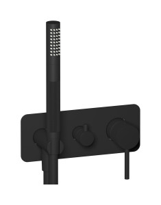 Внешние части встроенного в стену смесителя на 2 потребителя в комплекте с душевым гарнитуром WE ARE IB id313np Matt Black Industria