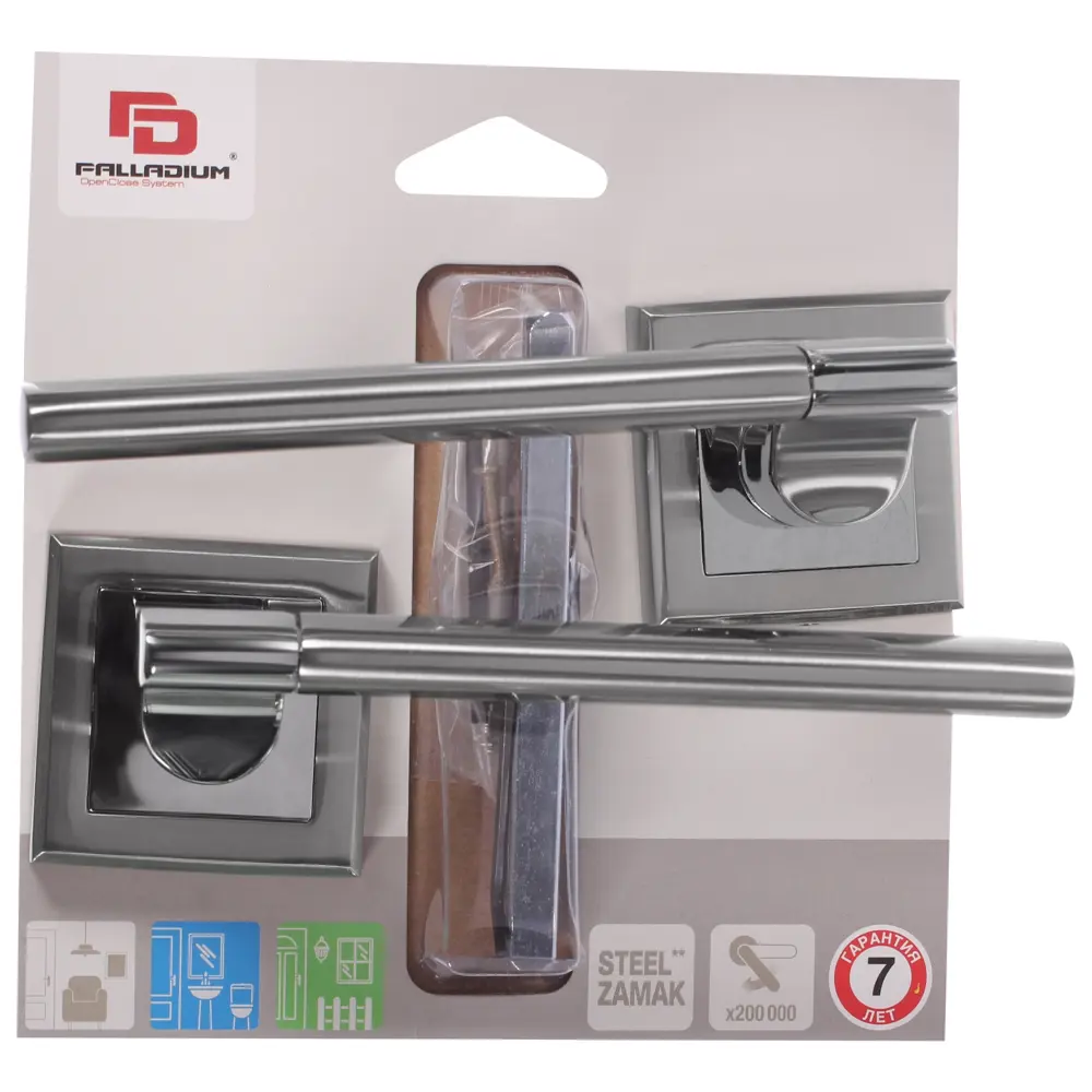 Ручка дверная на розетке Palladium «Oscar» SN/CP, ЦАМ, цвет матовый никель/хром 82004491 STLM-2131745  - Вид №3