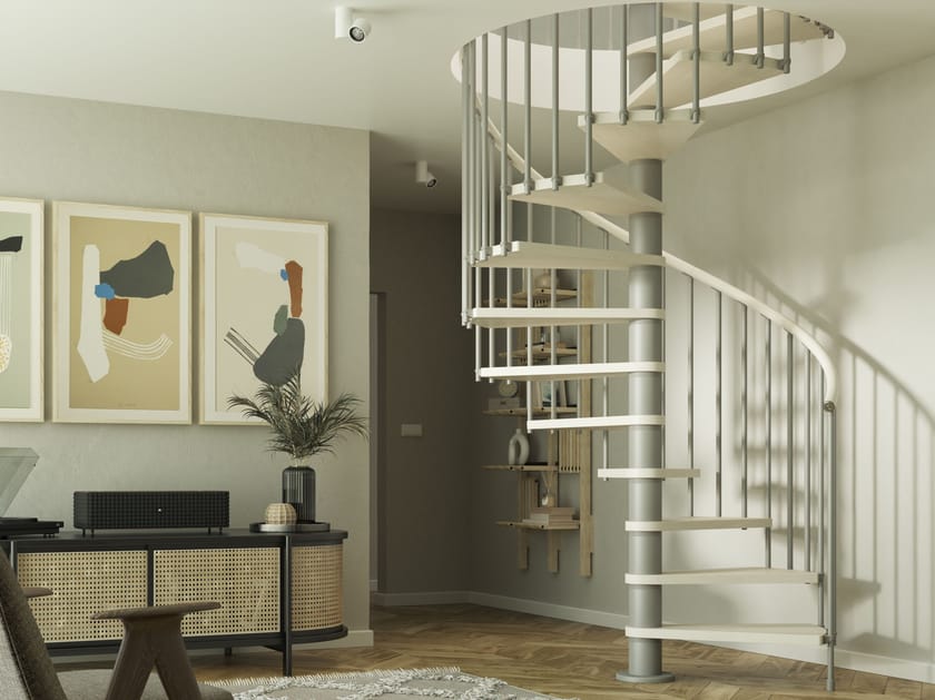 Модульная винтовая лестница из бука и стали Scrigno LOOP ARCH-00108265