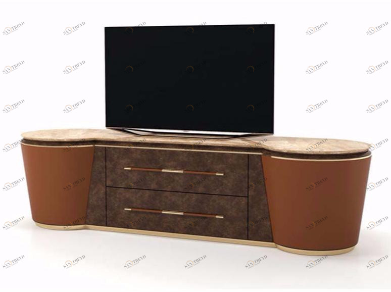 Turri Кожаная тумба под ТВ с ящиками Noir sun-id-1480211
