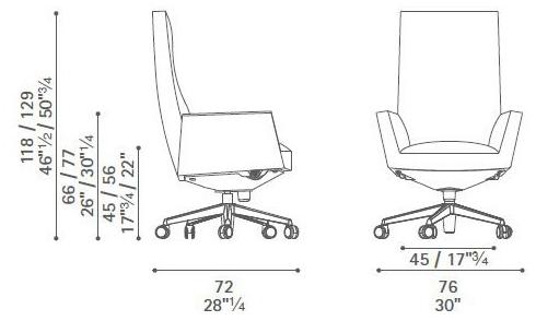 Poltrona Frau Кожаное кресло с откидной спинкой на 5 спиц с колесами L'ufficio - poltrone ufficio sun-id-1494519 - Вид №4