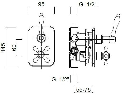 Rubinetteria Giulini Смеситель для душа на 2 отверстия Harmony - harmony crystal 8283pr - Вид №1
