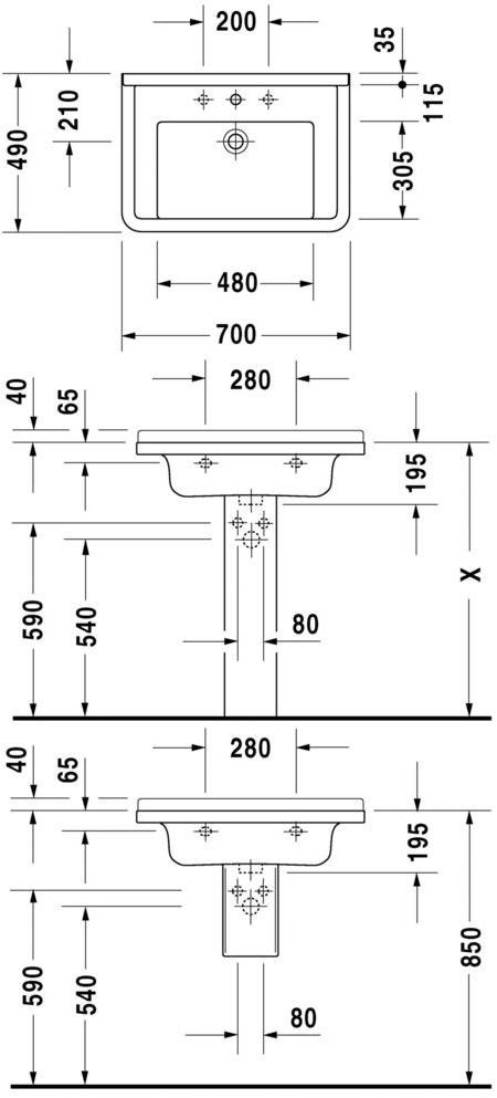 030470 Подвесная раковина настенная овальная Duravit Starck 3 белая - Вид №1