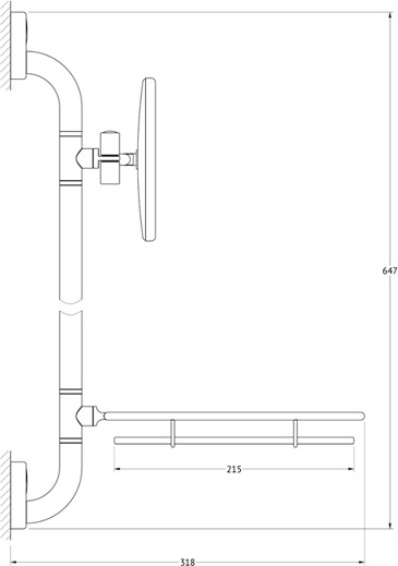 KD-205 C Штанга с 2-мя аксессуарами для ванной 65 cm FBS Luxia - Вид №1
