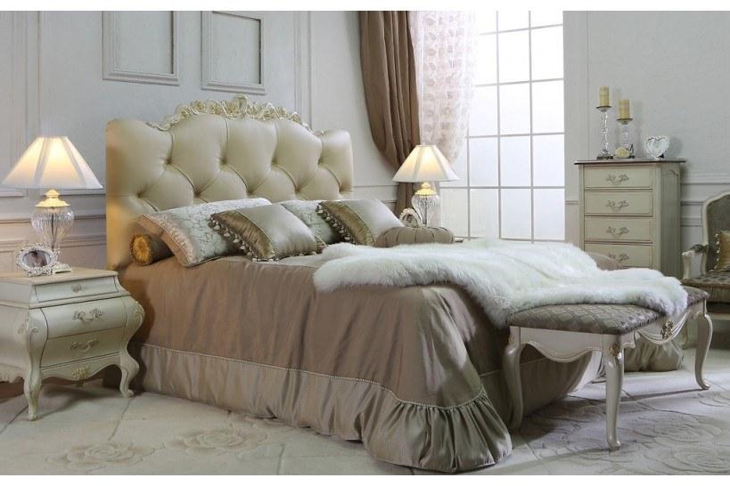 Arrediorg.it® Кожаная кровать королевского размера с тафтинговым изголовьем Florence R105-k - Вид №1