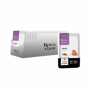 ПР0041266*24 Корм для кошек старше 7 лет курица в соусе конс. пауч 85г (упаковка - 24 шт) ROYAL FARM
