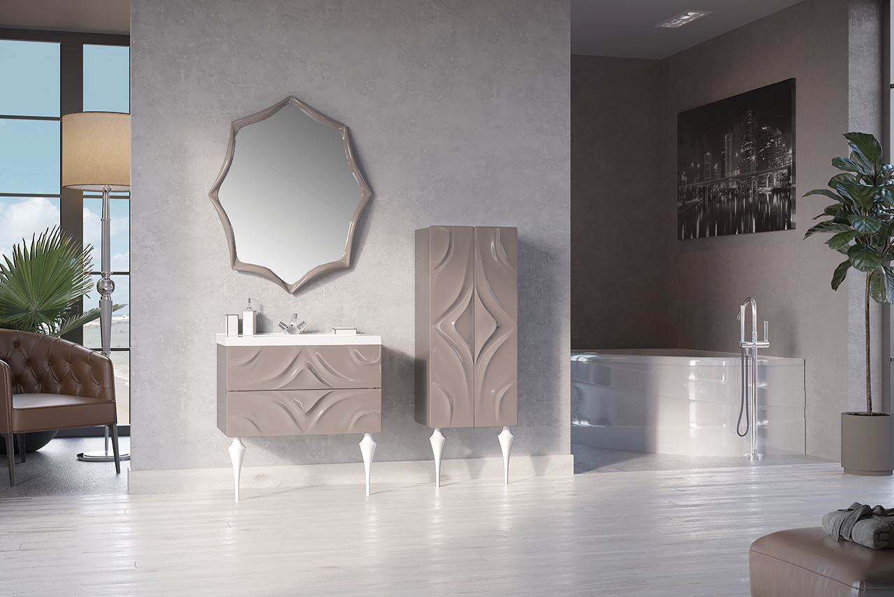 У67287 Тумба с раковиной Angel 80П 2в.я. Cappuccino 1 Marka Art