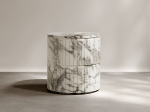 Круглая прикроватная тумбочка из Арабескового мрамора с ящиками