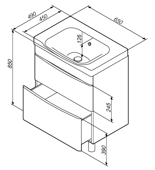 M80FSX0652WG База под раковину напольная 65 см 2 ящика белый глянцевая шт AM.PM Like - Вид №5
