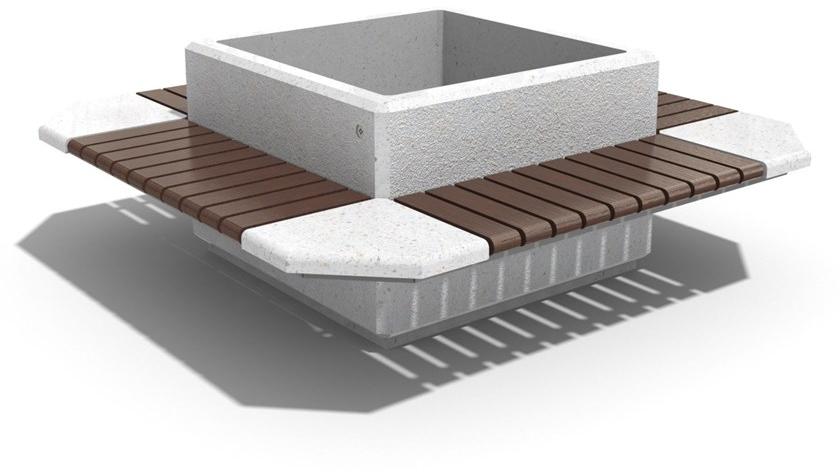 ENCHO ENCHEV - ETE Бетонная скамейка со встроенной сеялкой и спинкой  225  - Вид №2