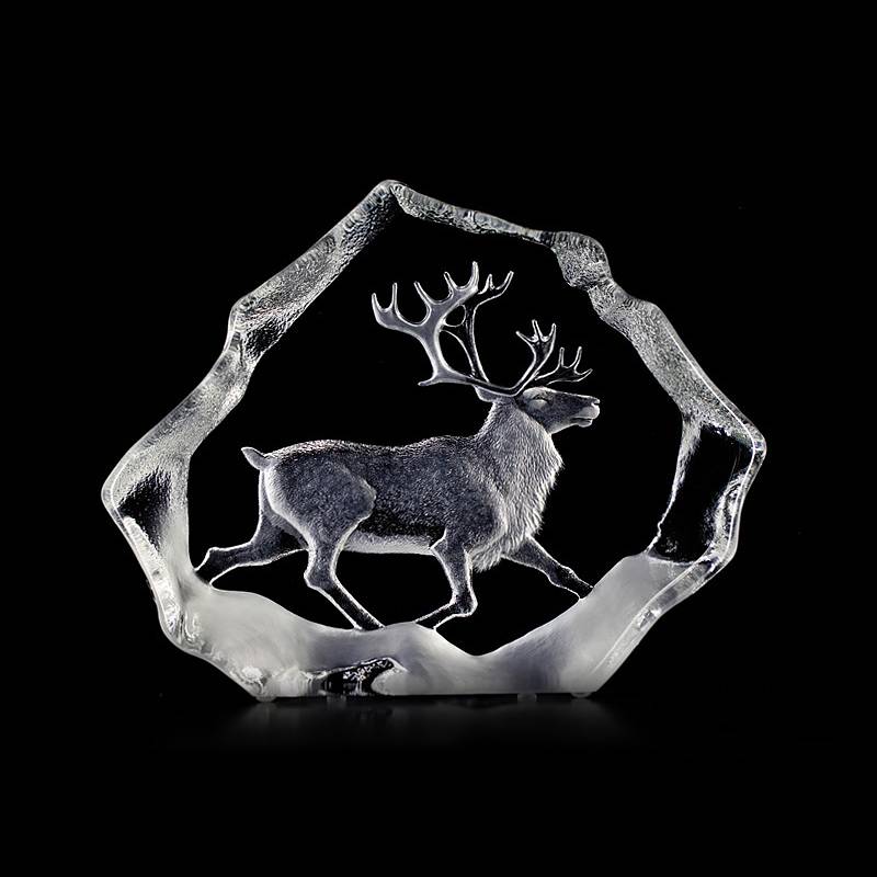 33126 Скульптура из прозрачного хрусталя "Северный олень", 270/215 мм Maleras 