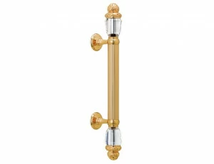 0N4764.C00.30 Ручка дверная на розетках 340мм с кристаллами сваровски Античная латунь