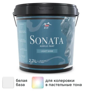 Краска для стен и потолков Parade Sonata Light Shine моющаяся полуматовая цвет белый база А 2.7 л