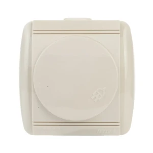 Розетка накладная Lezard Nata с заземлением, с крышкой, цвет кремовый