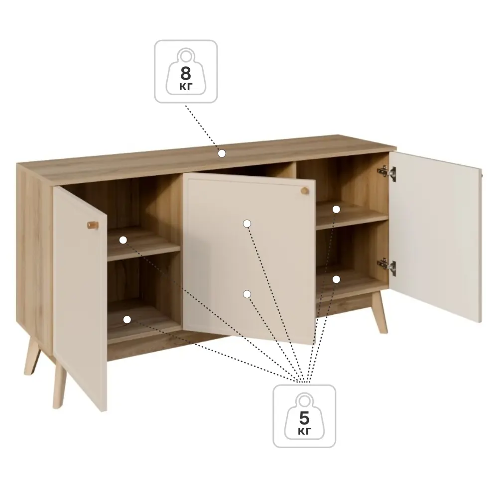 Тумба под телевизор KONSENSA Амьен 150x79x41.7 см ЛДСП цвет бежевый Лион STLM-2113159 - Вид №5