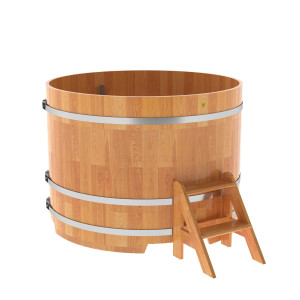 1521 Купель круглая из сращенных ламелей лиственницы d=1,50х1,1 натуральная Alyarus