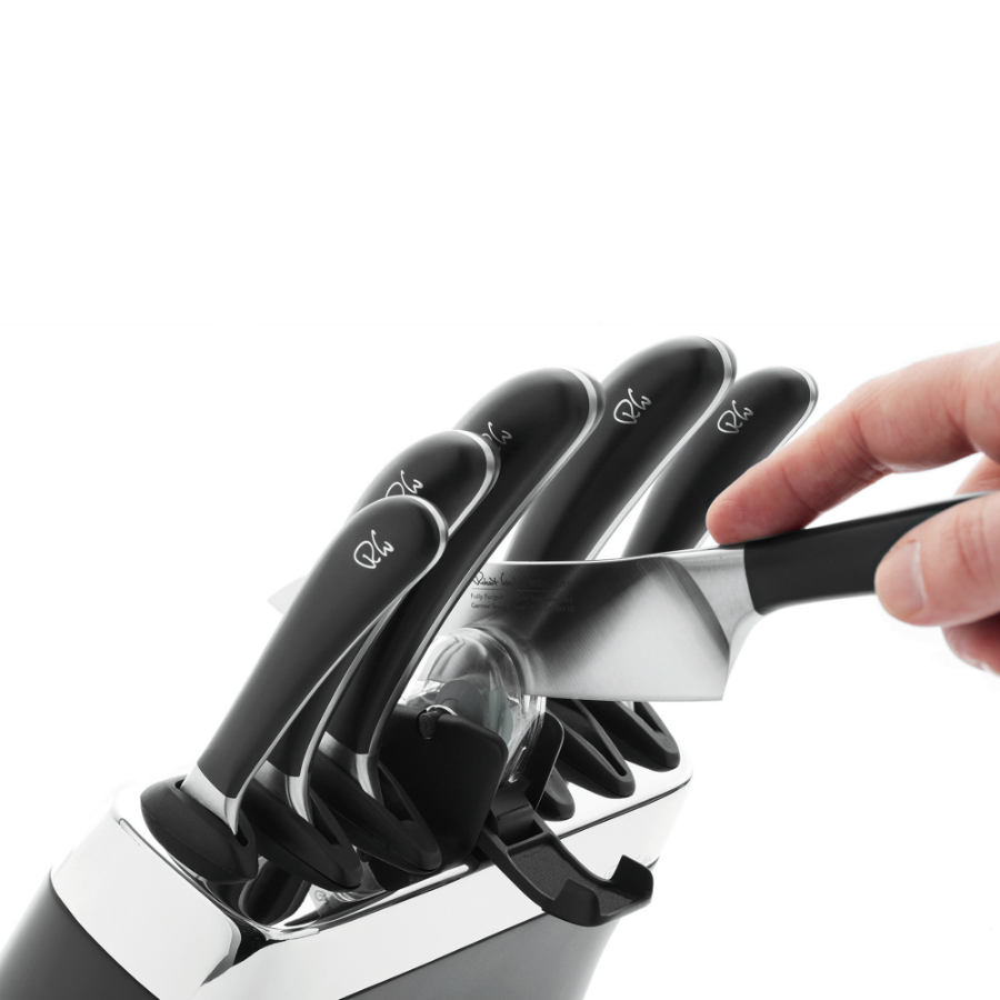Набор кухонных ножей Signature, 6 шт., точилка, на черной подставке Robert Welch SIGBK2097V8 - Вид №2